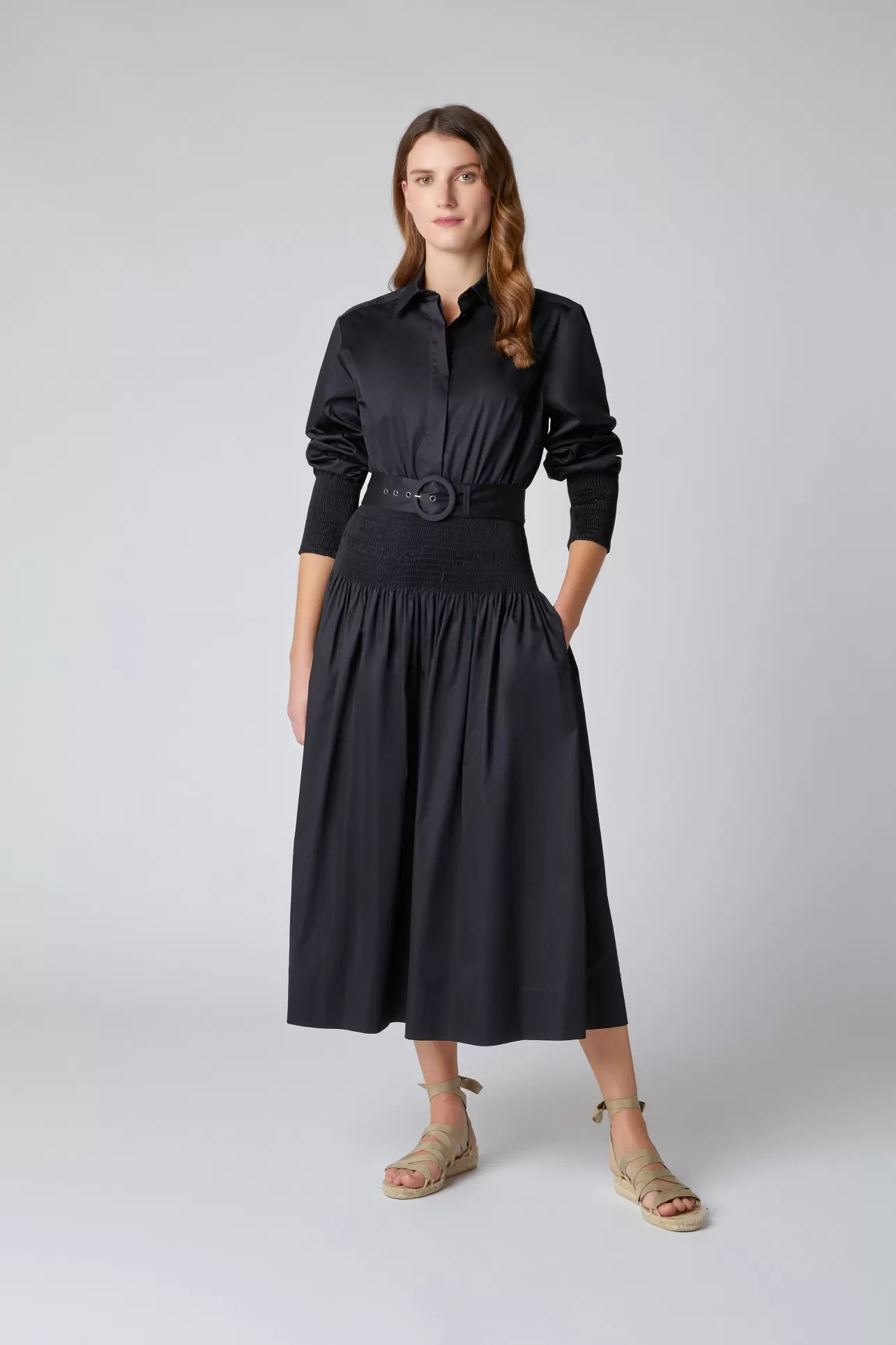 Flash Sale Carrie Shirred Waist Shirt Dress Women Dresses