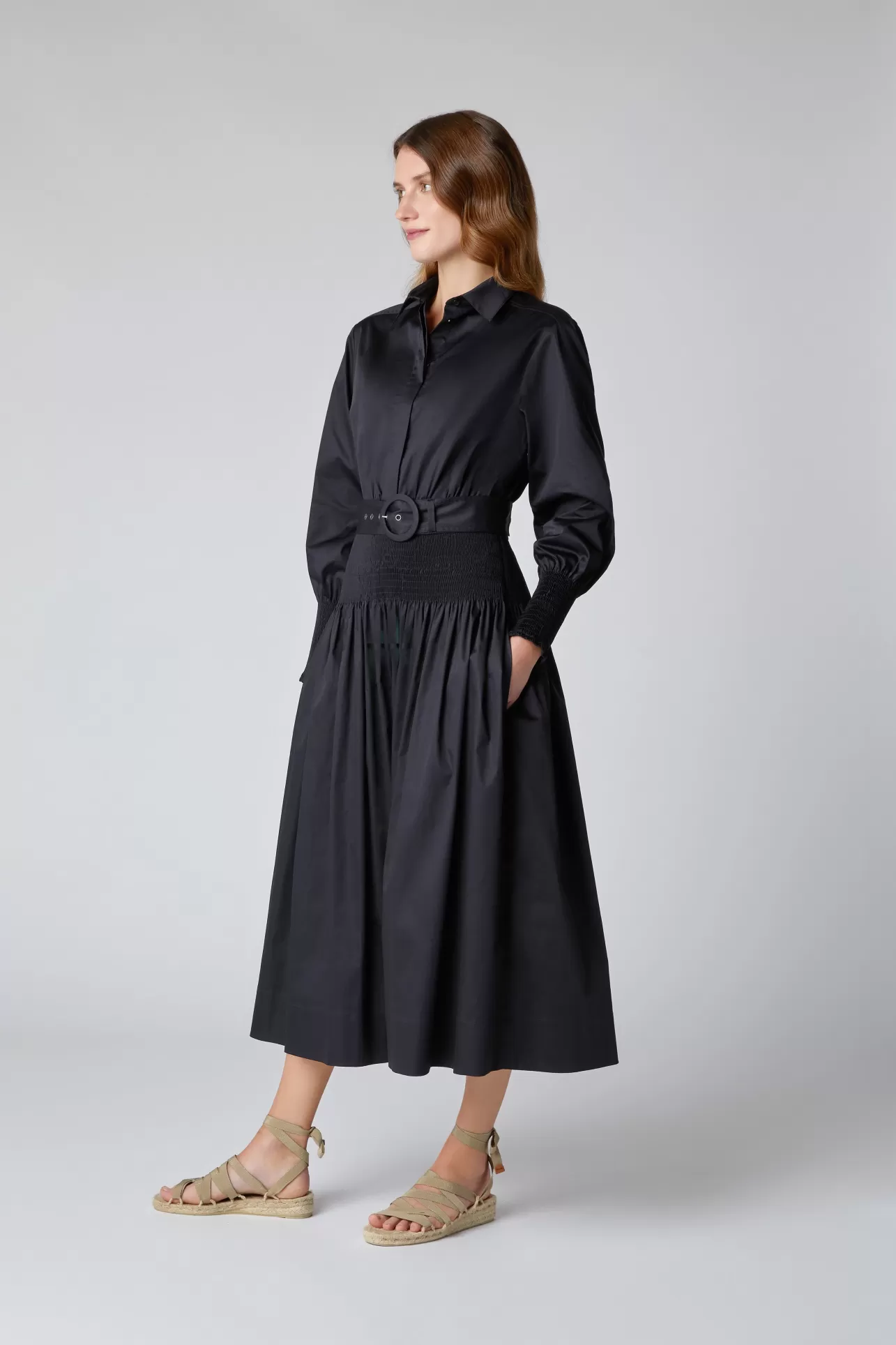 Flash Sale Carrie Shirred Waist Shirt Dress Women Dresses