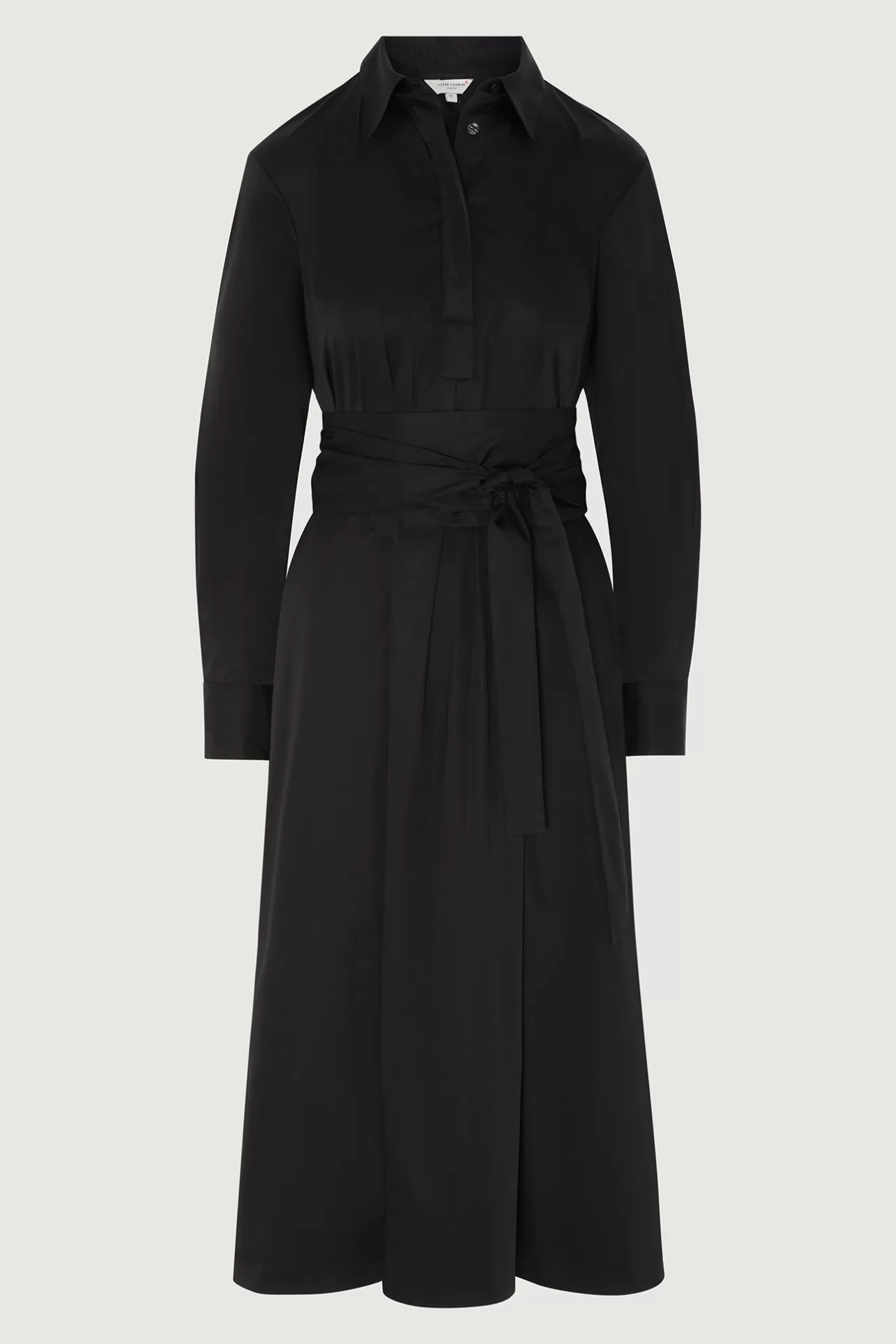 Store Clemence Collared A-Line Dress With Obi Belt Women Dresses